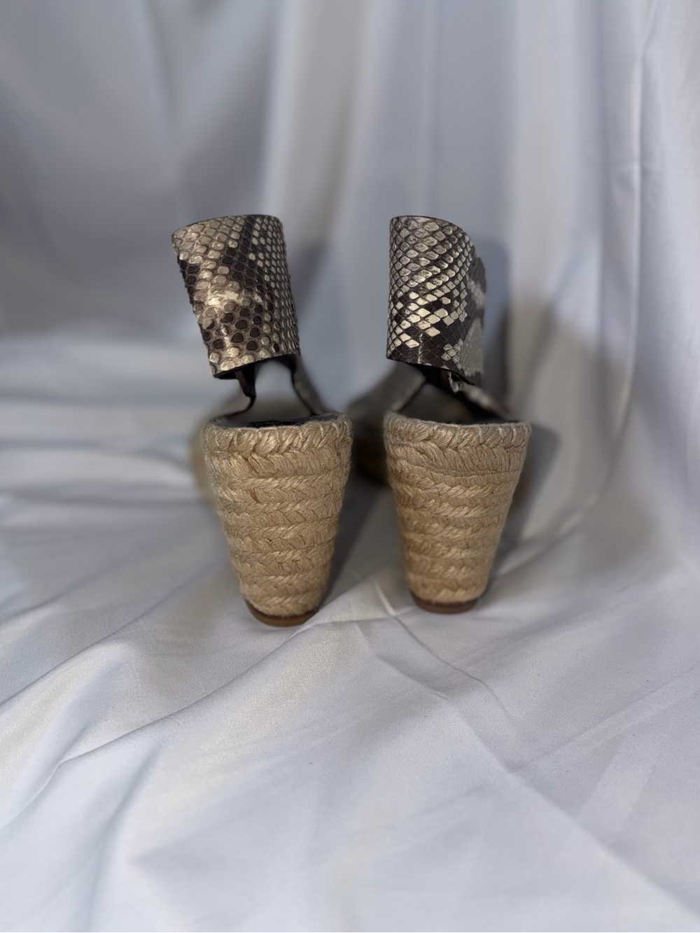 Celine Snake-Print Espadrille Wedge Sandals - Beige & Black - Picture 5 of 5